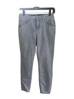 NWT Jag Jeans Cecilia Mid Rise Ankle Skinny Pinstripe Blue Denim Womens Size 2